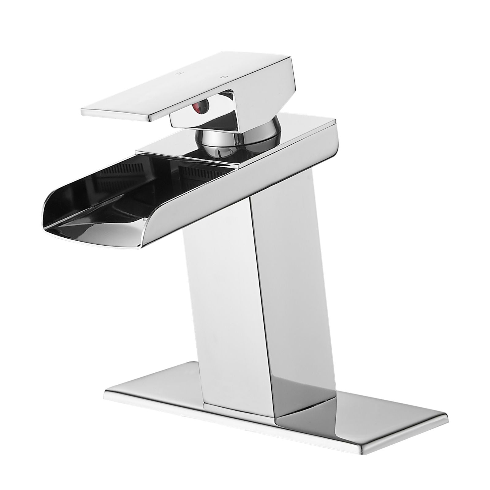 Waterfall bathroom faucet, single handle bathroom sink faucet