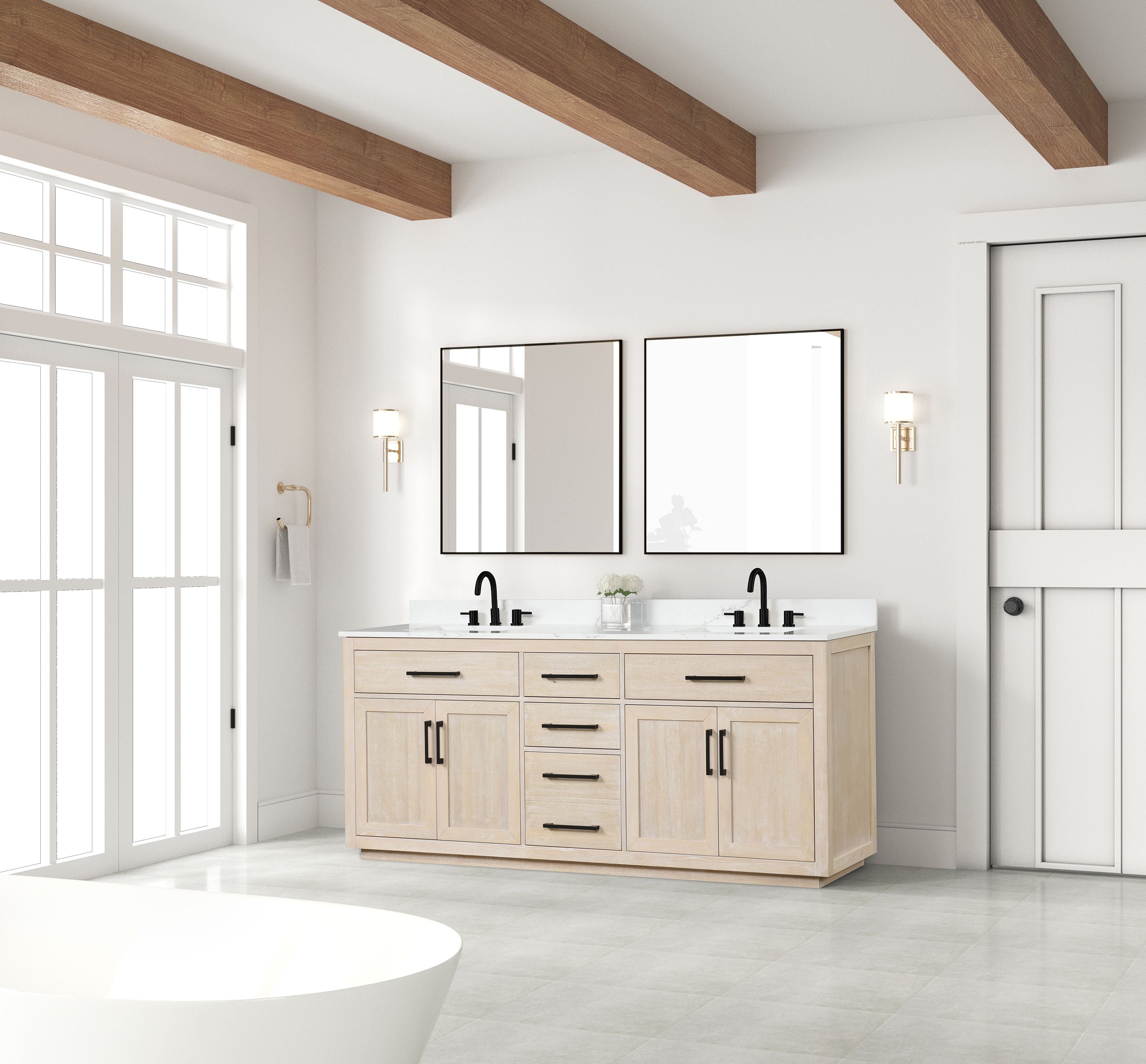 80 inch modern high glossy white solid wood bath vanity cabinet  3 silent drawers, floating shelves. Huge storage.