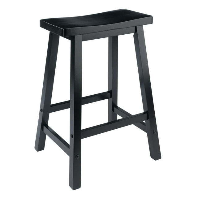 Wood Satori Saddle Seat Counter Stool, 24", Black