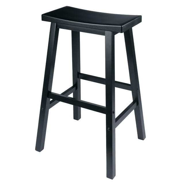 Wood Satori Saddle Seat Bar Stool, Black Finish