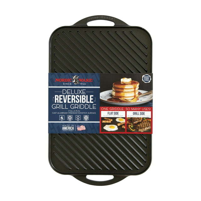 Deluxe Cast Aluminum Reversible Grill Griddle, Black