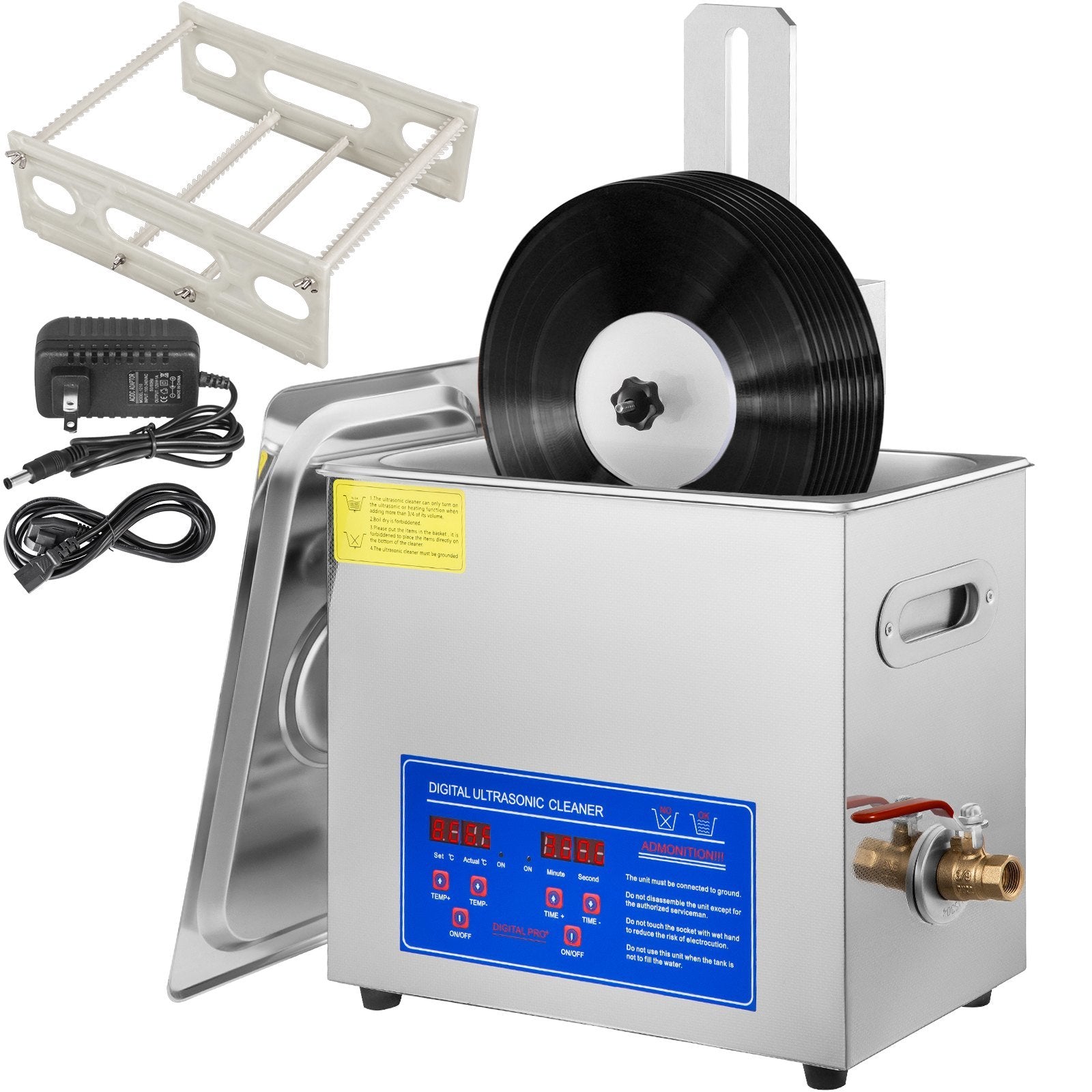 VEVOR Ultrasonic Cleaner 6L Ultrasonic Vinyl Cleaner 7-12 Inch 8 Records Ultrasonic Vinyl Cleaning Machine 180W Ultrasonic Records Cleaner with Drying