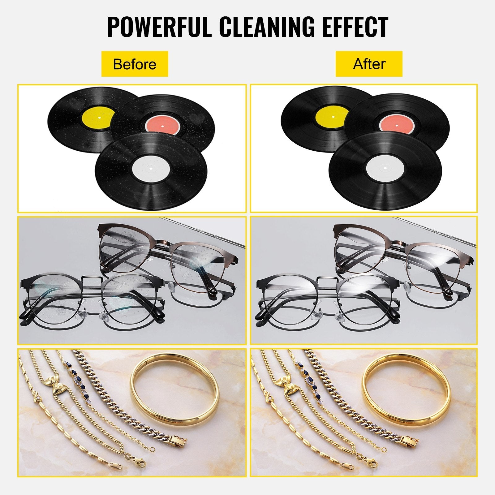 VEVOR Ultrasonic Cleaner 6L Ultrasonic Vinyl Cleaner 7-12 Inch 8 Records Ultrasonic Vinyl Cleaning Machine 180W Ultrasonic Records Cleaner with Drying