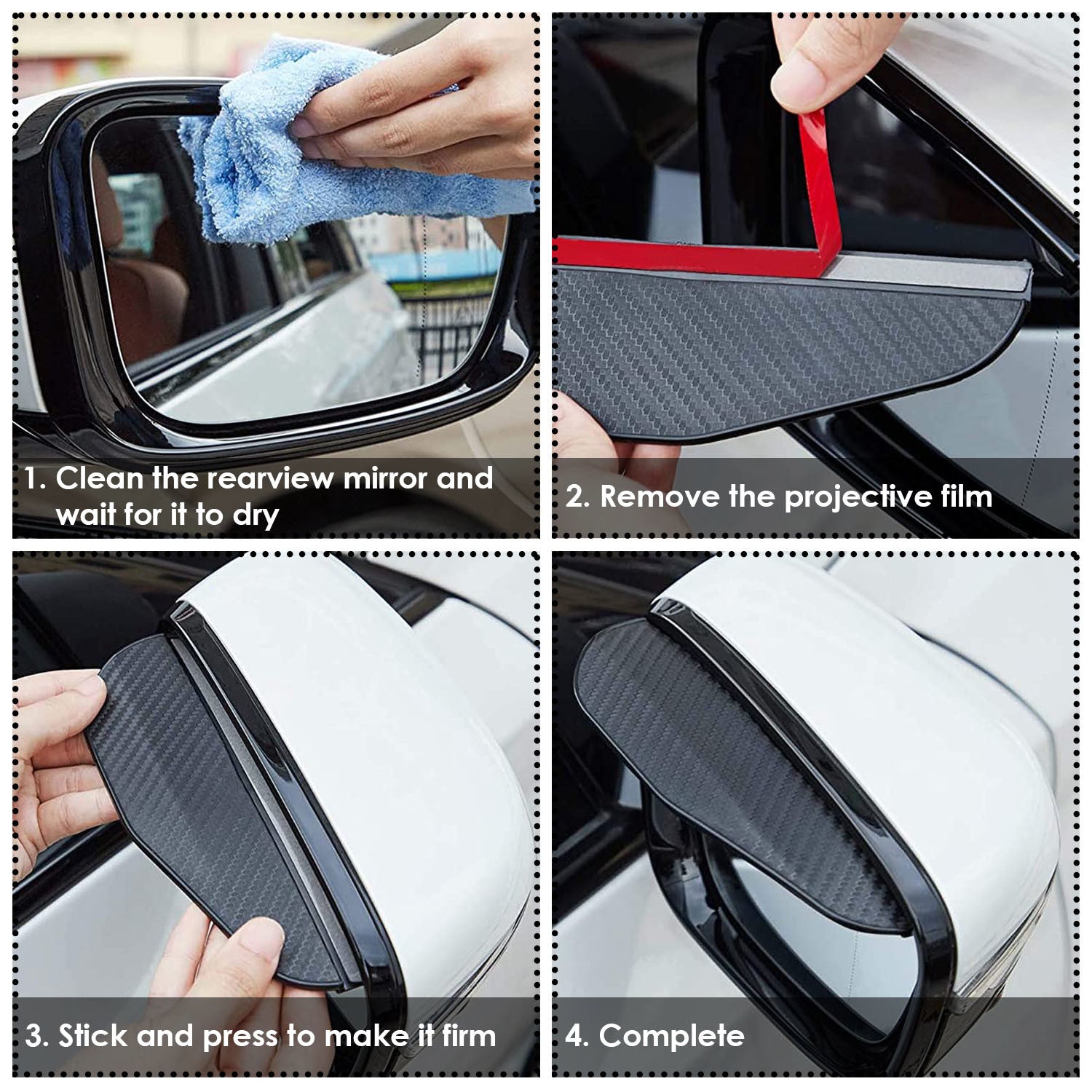 2Pcs Carbon Fiber Car Side Mirror Rain Guard Mirror Rain Visor Guard Rear View Side Mirror Rain Eyebrow For Most Cars