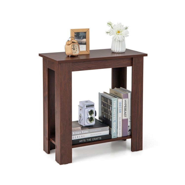 2-Tier Modern Compact End Table with Storage Shelf