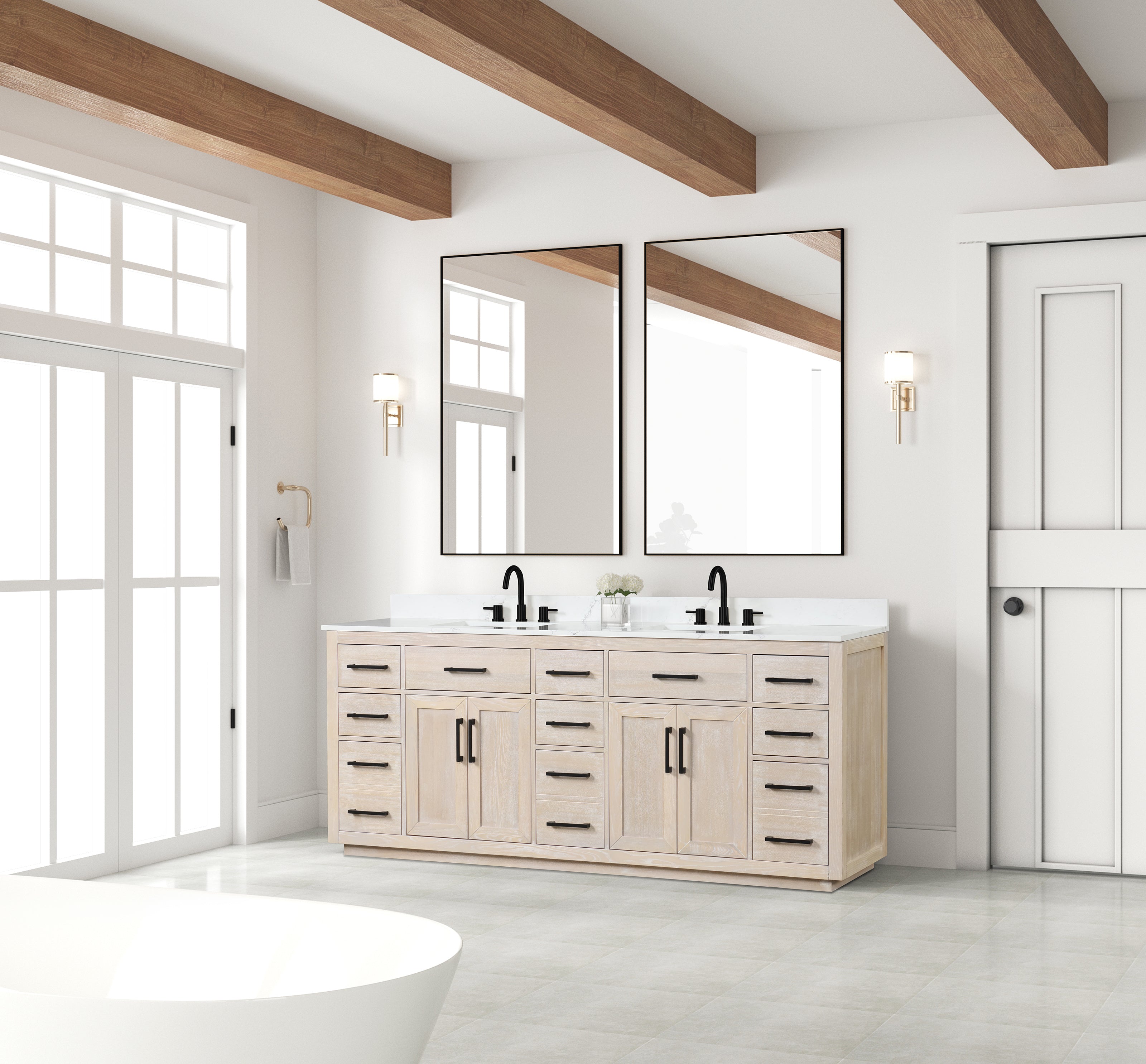 84 inch modern high glossy  solid wood high quality new design double sinks   bathroom vanity