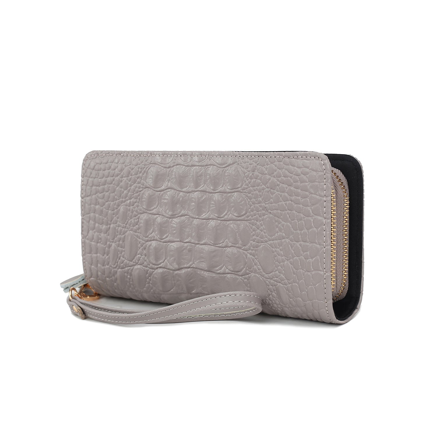 Eve Genuine Leather Crocodile Embossed Women Wristlet Wallet