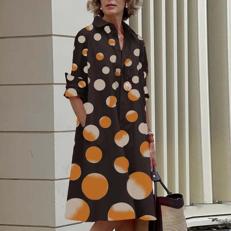 2023 Shirt Dress Women Bohemian Long Sleeve Printed Dress Sexy Boho Style Pocket V Neck Loose Dresses For Women