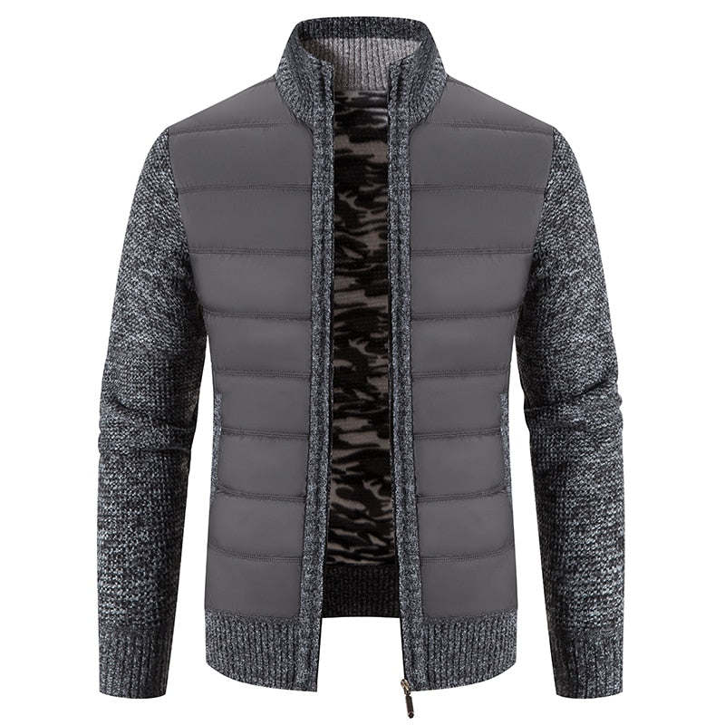 Winter Thick Fleece Cardigan Men Warm Sweater coat Fashion Patchwork Sweater Jackets Casual Knitwear Outerwear Men