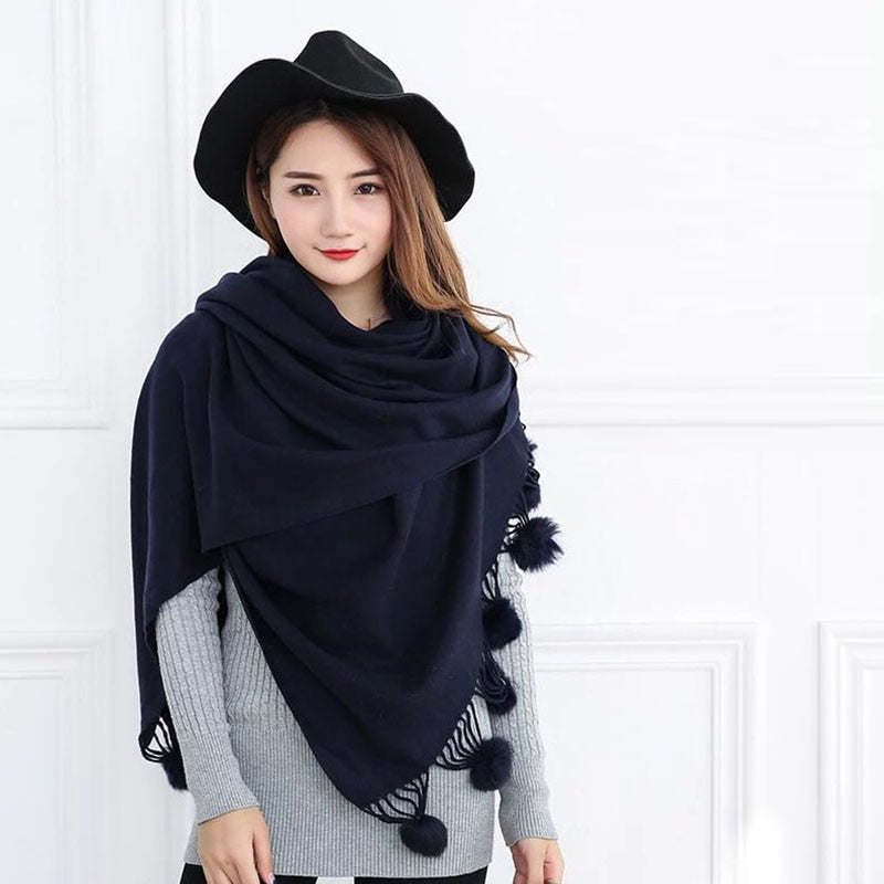 Cashmere Scarf Dot Pattern Long Tassels Women Thicken Wrap Shawl Lady muffler Wool Pashmina