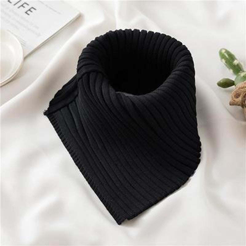 Autumn Winter Women's Scarf Wild Warm Protect Cervical Spine Stretch Knitted Fake Collar Wool High Neck Pullover Bib Female i39