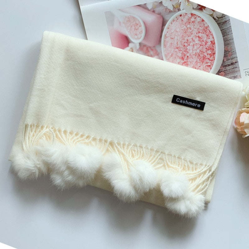 Cashmere Scarf Dot Pattern Long Tassels Women Thicken Wrap Shawl Lady muffler Wool Pashmina