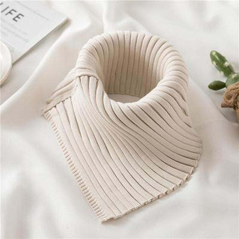 Autumn Winter Women's Scarf Wild Warm Protect Cervical Spine Stretch Knitted Fake Collar Wool High Neck Pullover Bib Female i39