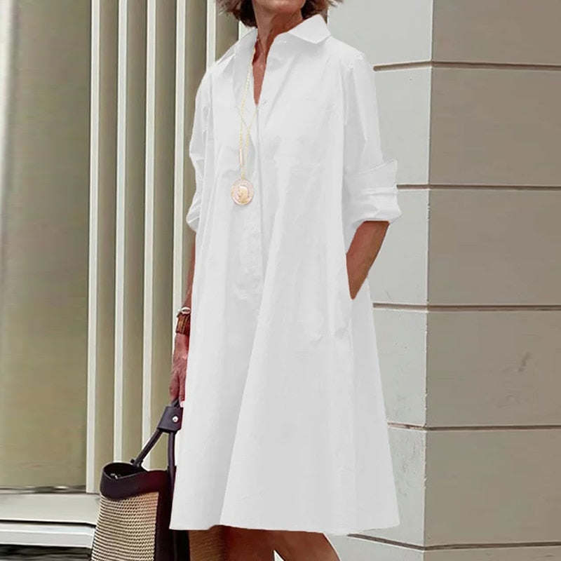 2023 Shirt Dress Women Bohemian Long Sleeve Printed Dress Sexy Boho Style Pocket V Neck Loose Dresses For Women