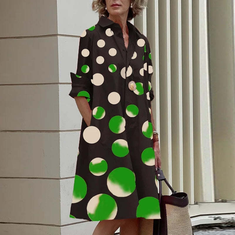 2023 Shirt Dress Women Bohemian Long Sleeve Printed Dress Sexy Boho Style Pocket V Neck Loose Dresses For Women