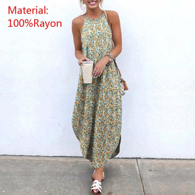 Ladies Sleeveless Summer Long Dresses