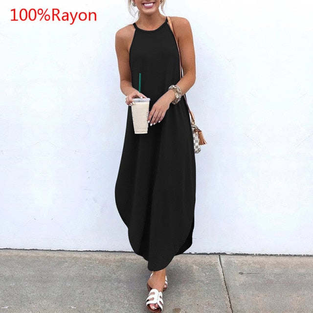 Ladies Sleeveless Summer Long Dresses