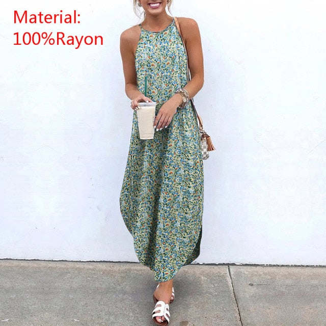 Ladies Sleeveless Summer Long Dresses
