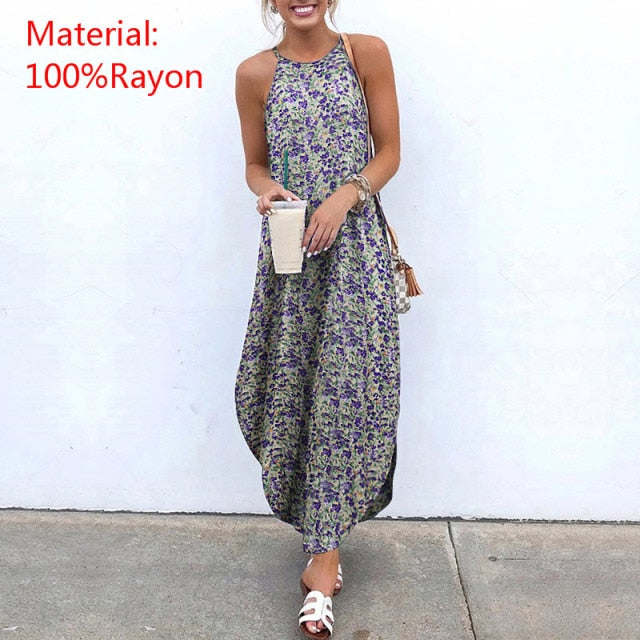 Ladies Sleeveless Summer Long Dresses