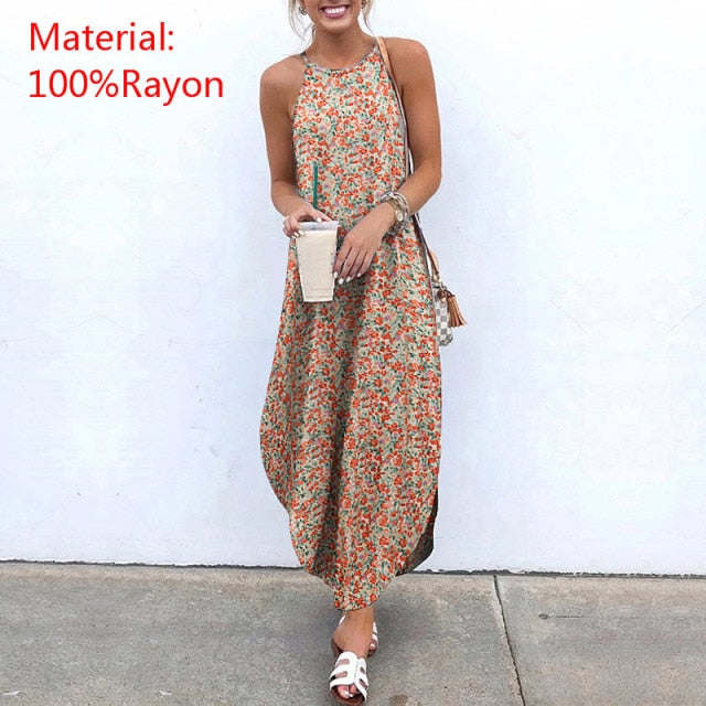 Ladies Sleeveless Summer Long Dresses