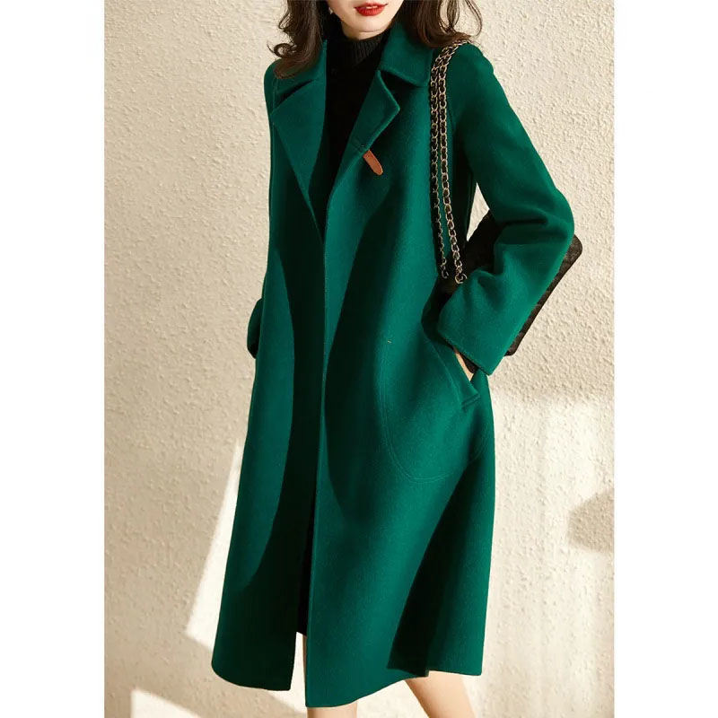 Autumn And Winter New Thick White Imitation Woolen Mid-Length Cloak Coat Temperament Women Jacket