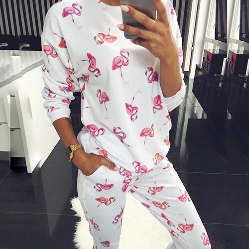 2023 Spring Floral print Tracksuit set women Autumn Animals Plant Print Two Piece Sets long sleeve hoodies Sweatshirt 2Pcs sets