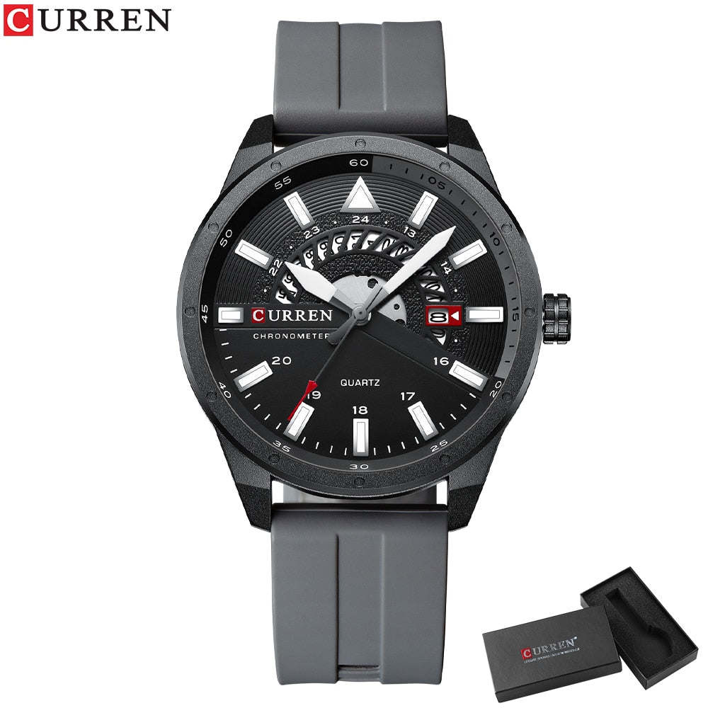 CURREN Fashion Men Watch Top Brand Luxury Waterproof Sport Men's Watches Silicone Automatic Date Military Wristwatch