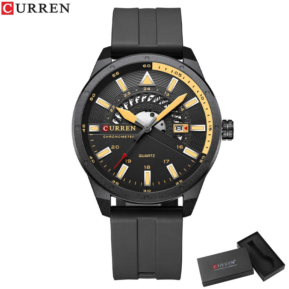 CURREN Fashion Men Watch Top Brand Luxury Waterproof Sport Men's Watches Silicone Automatic Date Military Wristwatch