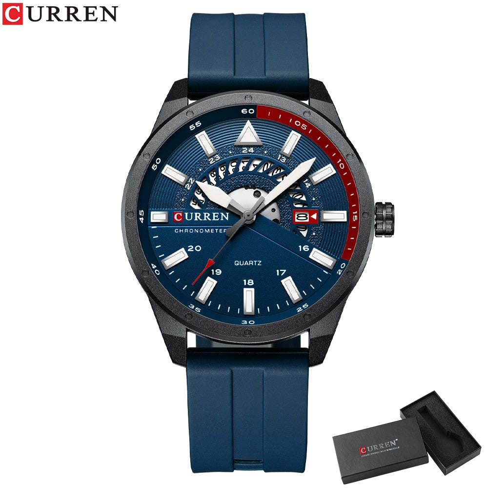CURREN Fashion Men Watch Top Brand Luxury Waterproof Sport Men's Watches Silicone Automatic Date Military Wristwatch