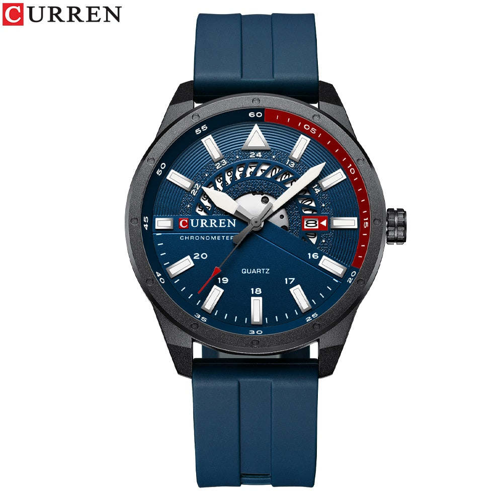 CURREN Fashion Men Watch Top Brand Luxury Waterproof Sport Men's Watches Silicone Automatic Date Military Wristwatch