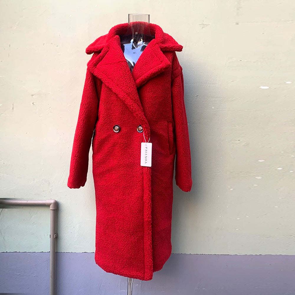 Long coat faux fur coat women lamb fur coat thick coat oversized outwears