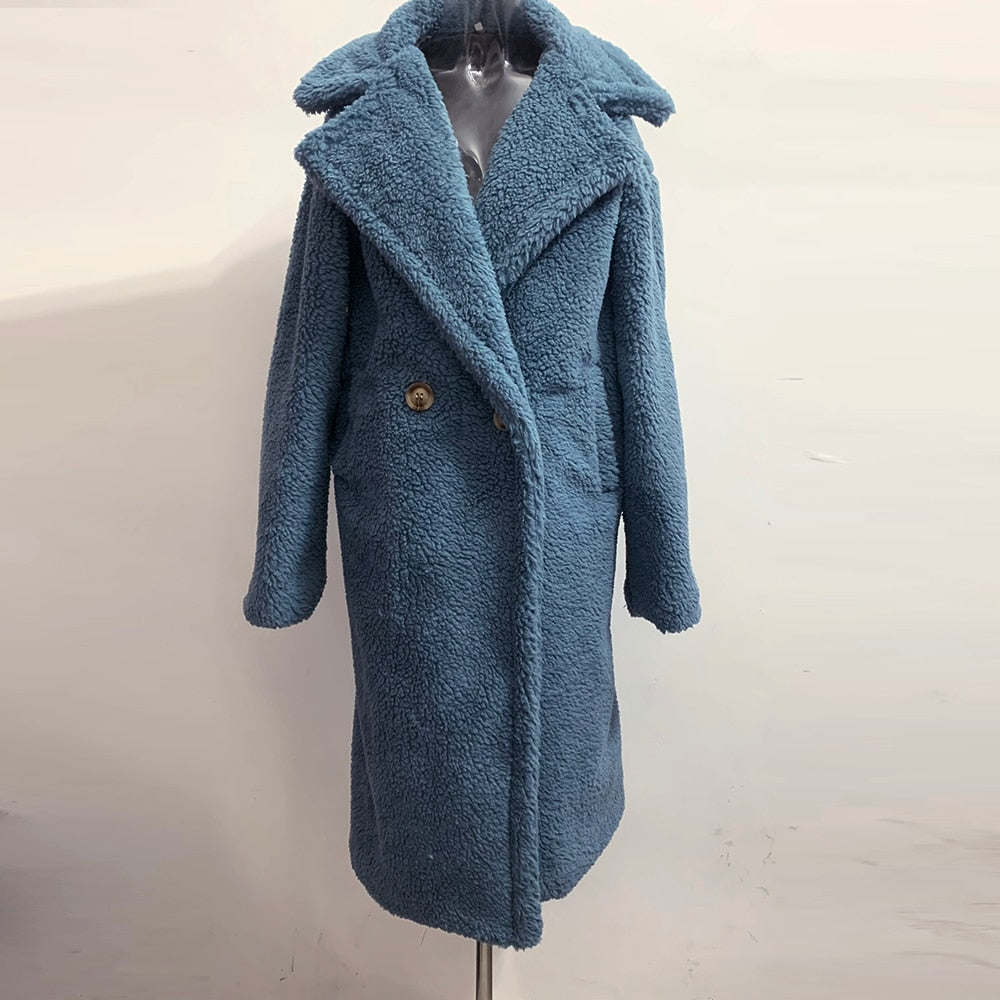 Long coat faux fur coat women lamb fur coat thick coat oversized outwears