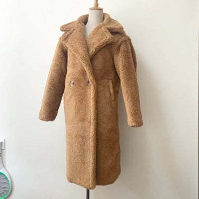 Long coat faux fur coat women lamb fur coat thick coat oversized outwears