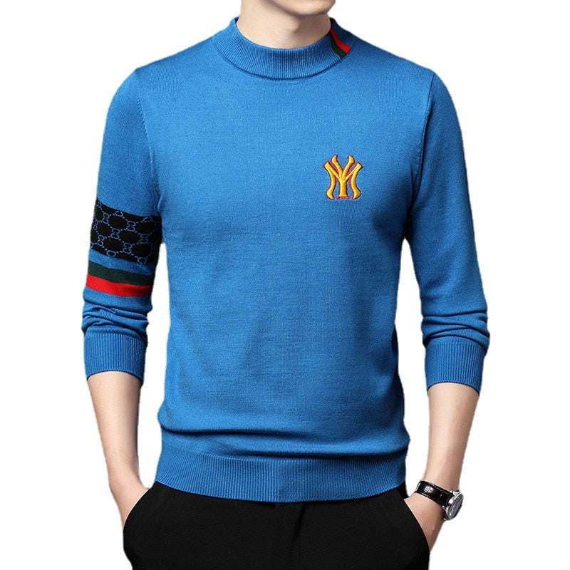 Men's Mock Neck Pullovers Casual Male Designer Clothing Turtleneck Sweater Luxury Knit Embroidered Sweaters Top