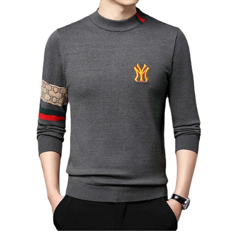 Men's Mock Neck Pullovers Casual Male Designer Clothing Turtleneck Sweater Luxury Knit Embroidered Sweaters Top