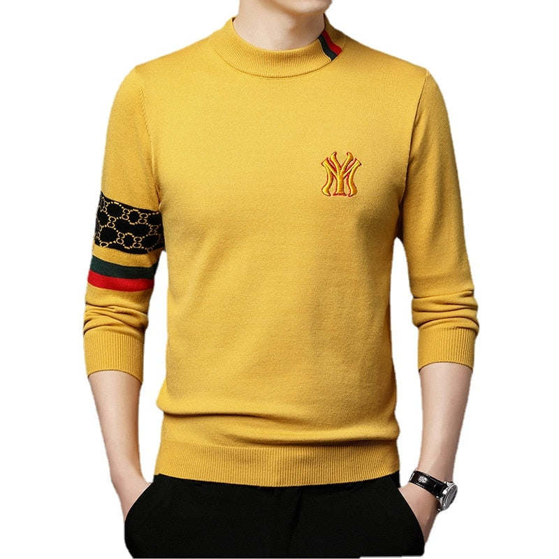 Men's Mock Neck Pullovers Casual Male Designer Clothing Turtleneck Sweater Luxury Knit Embroidered Sweaters Top