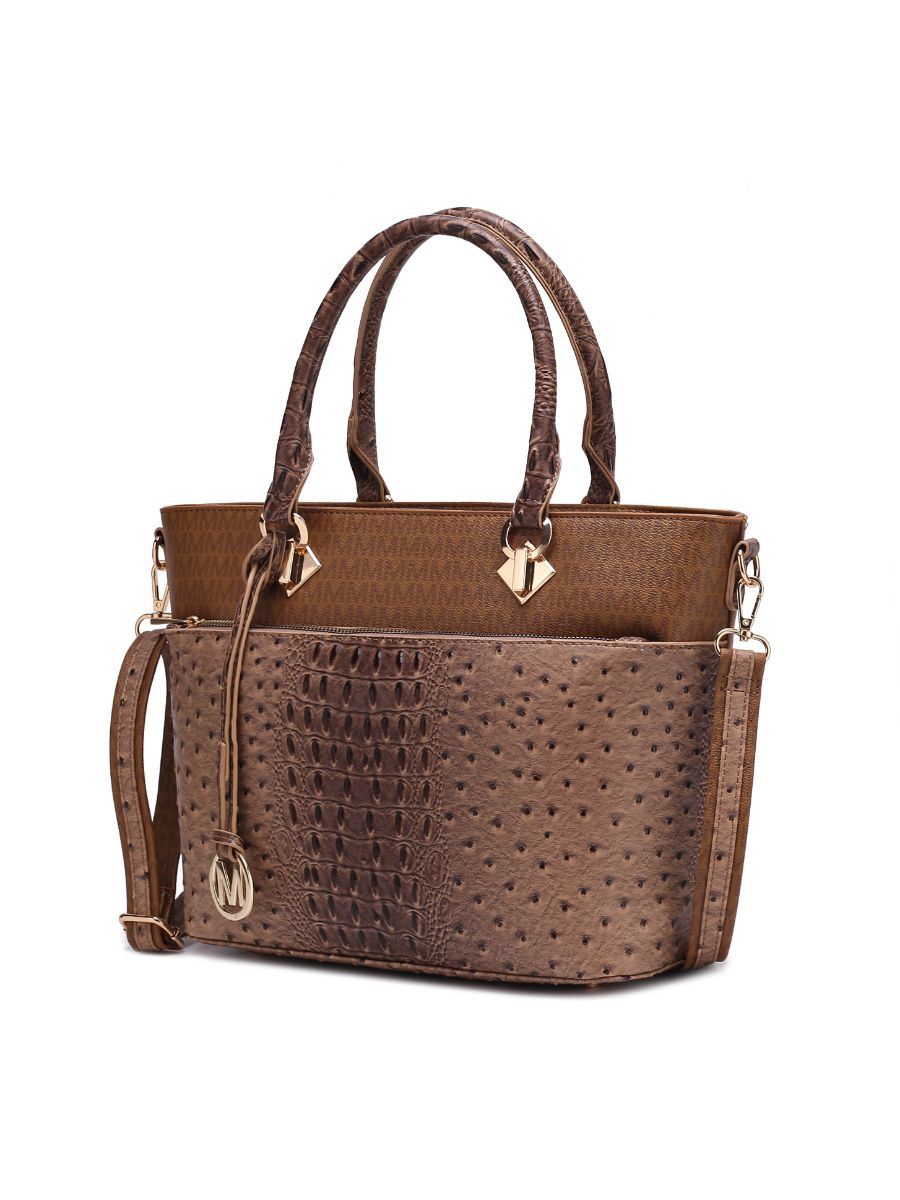 MKF Collection Grace Signature and Croc Embossed Tote Bag by Mia k