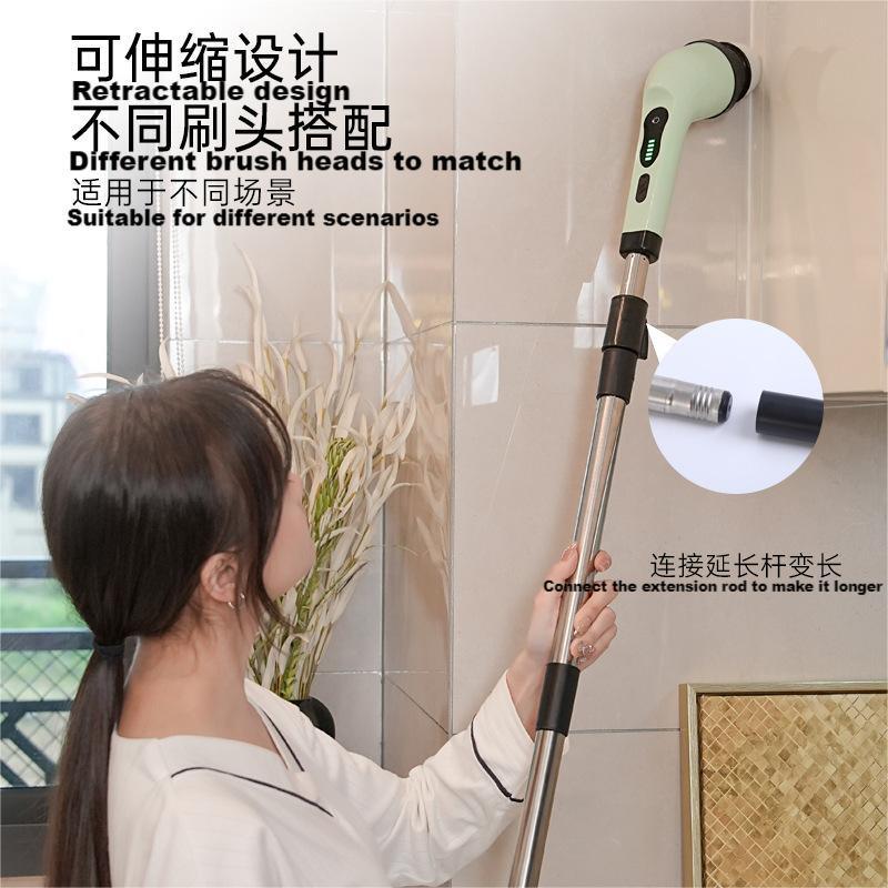 Electric multifunctional cleaning brush household kitchen bathroom glass long and short can be dual-purpose brush handheld powerful cleaner Shenqi