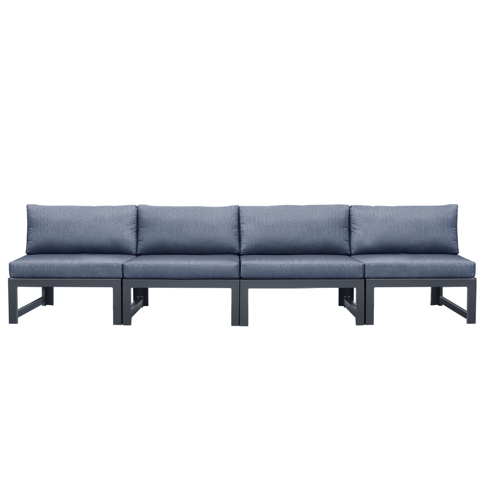 Patio Sectional Sofa Set Furniture Couch Aluminum Frame With Gray Cushions Outdoor armless Chair seater
