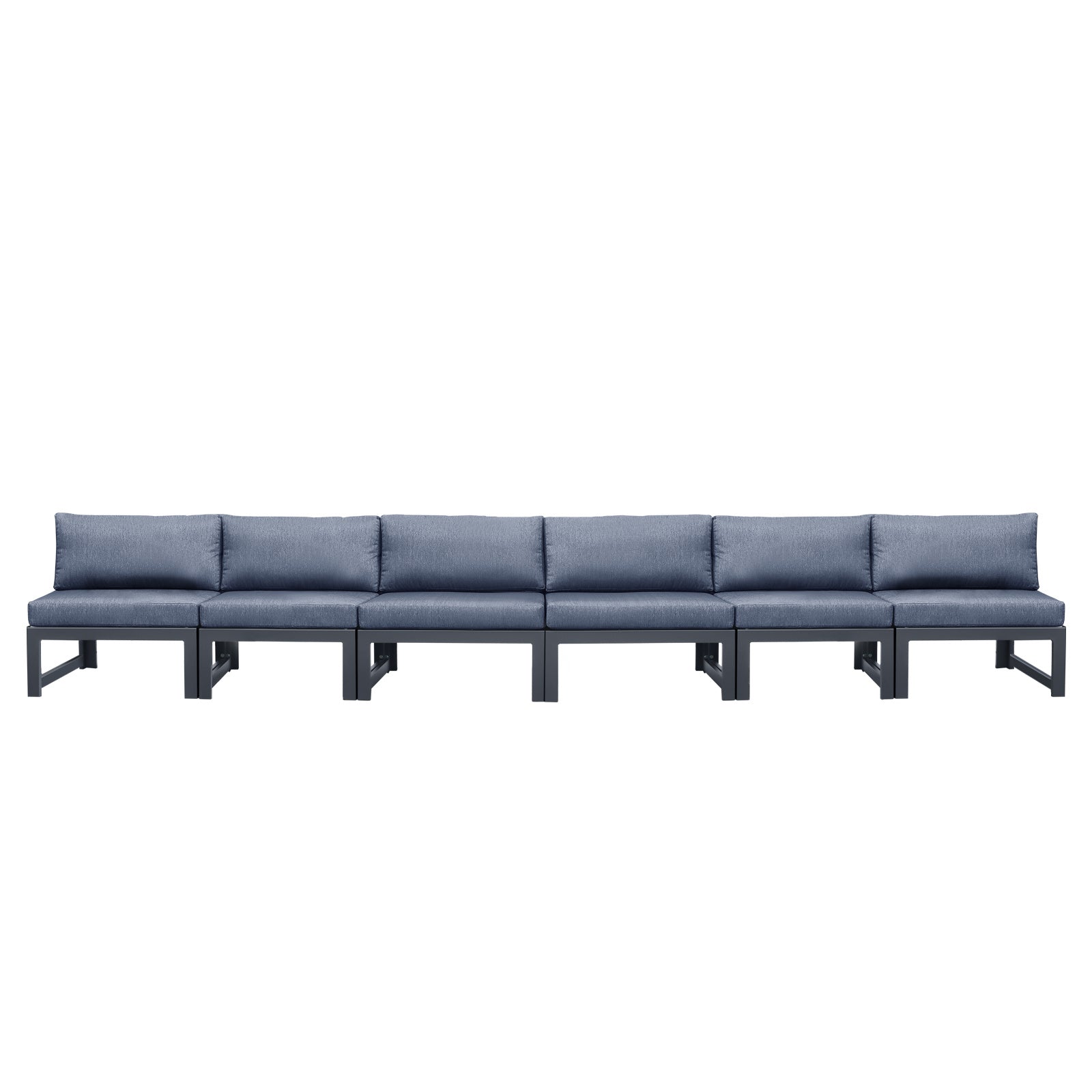 Patio Sectional Sofa Set Furniture Couch Aluminum Frame With Gray Cushions Outdoor armless Chair seater