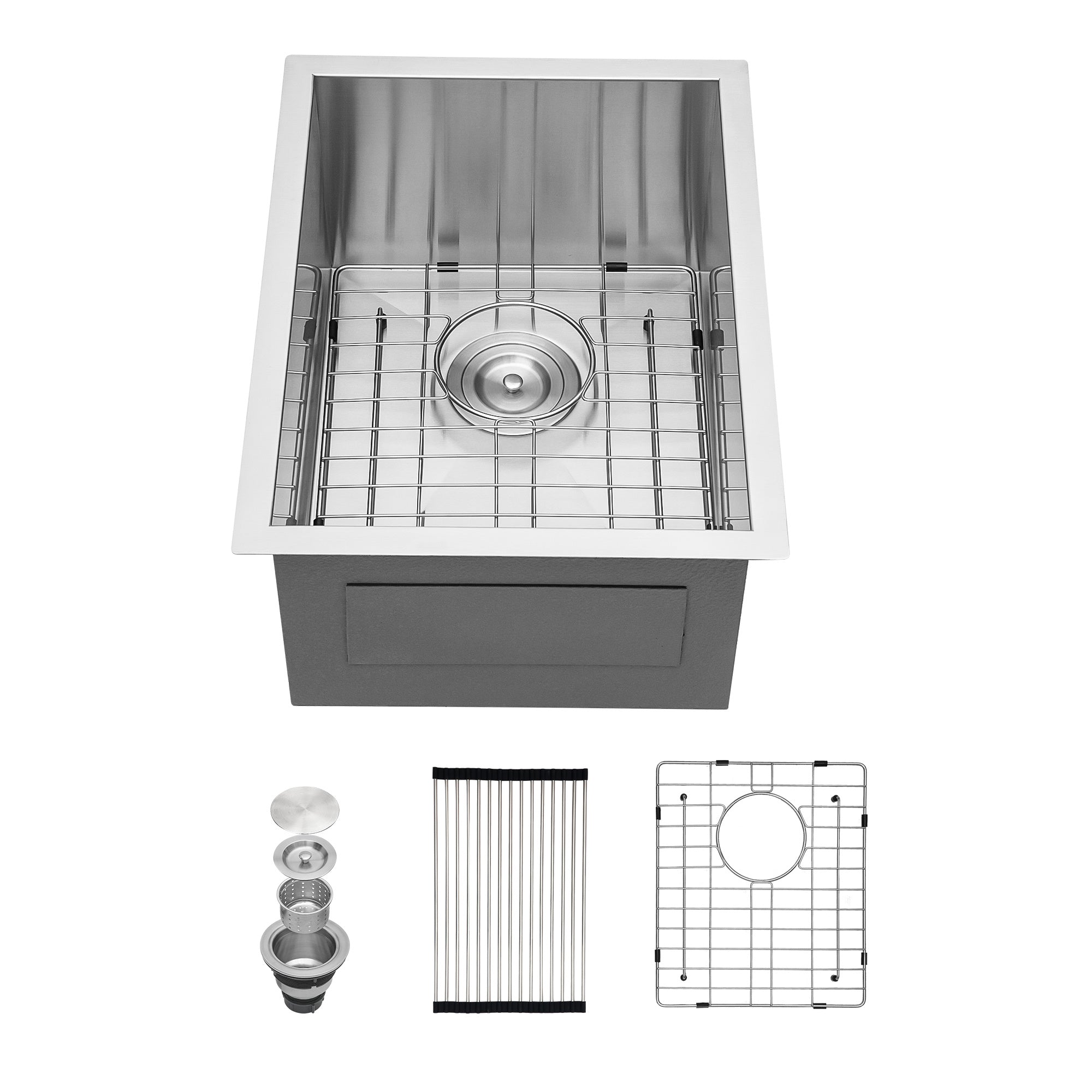 Undermount Sink Stainless Steel 18 Gauge Single Bowl Kitchen Sink Basin with Strainer