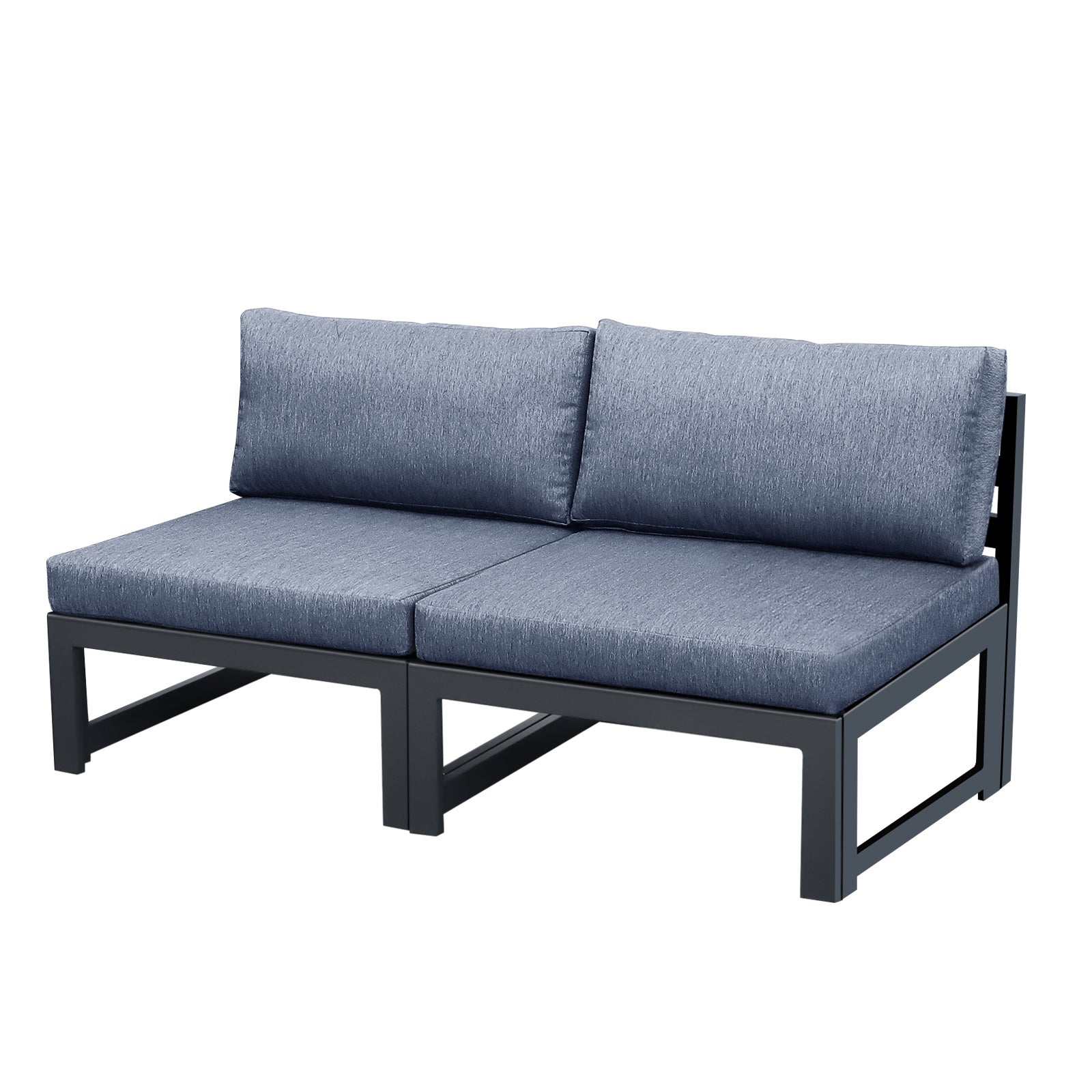 Patio Sectional Sofa Set Furniture Couch Aluminum Frame With Gray Cushions Outdoor armless Chair seater