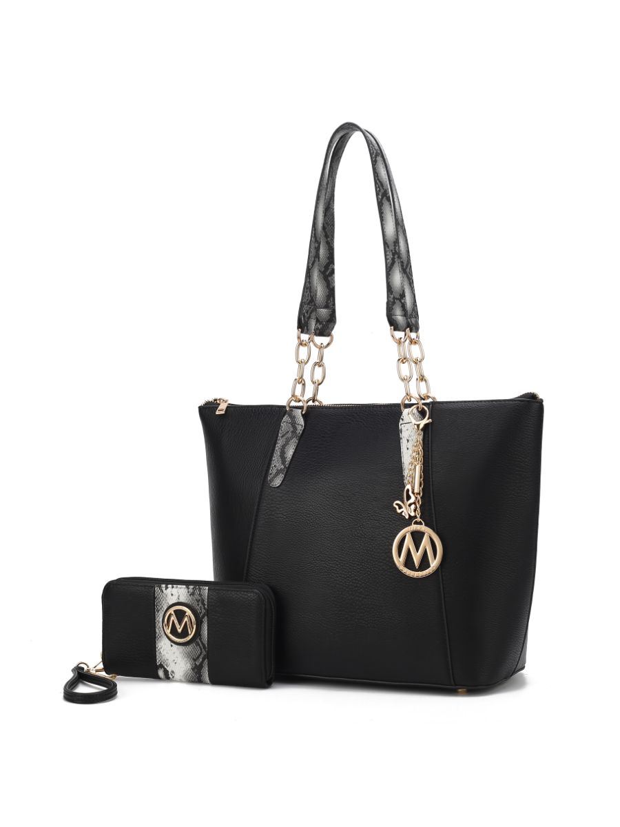 MKF Collection Ximena Vegan Leather Women Tote Bag with matching Wristlet Wallet by Mia k