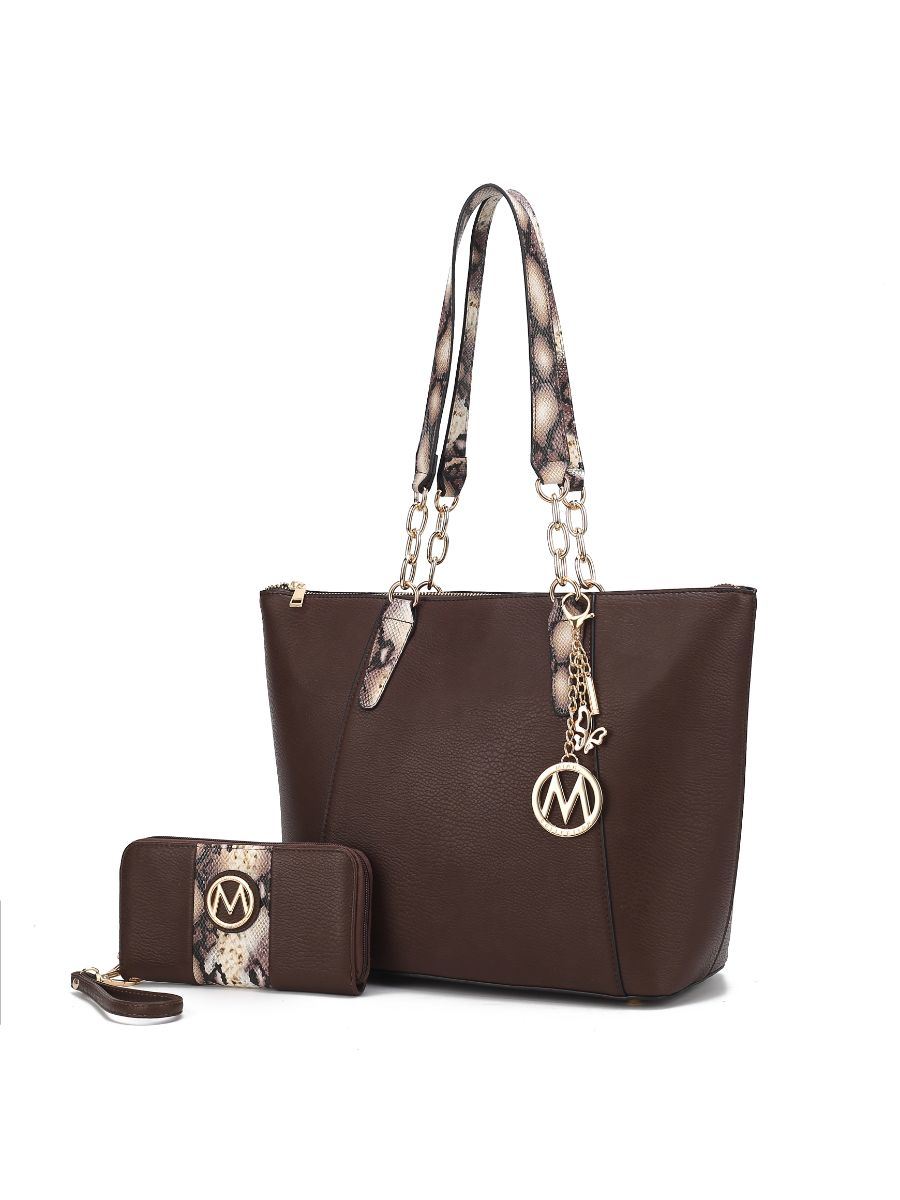 MKF Collection Ximena Vegan Leather Women Tote Bag with matching Wristlet Wallet by Mia k