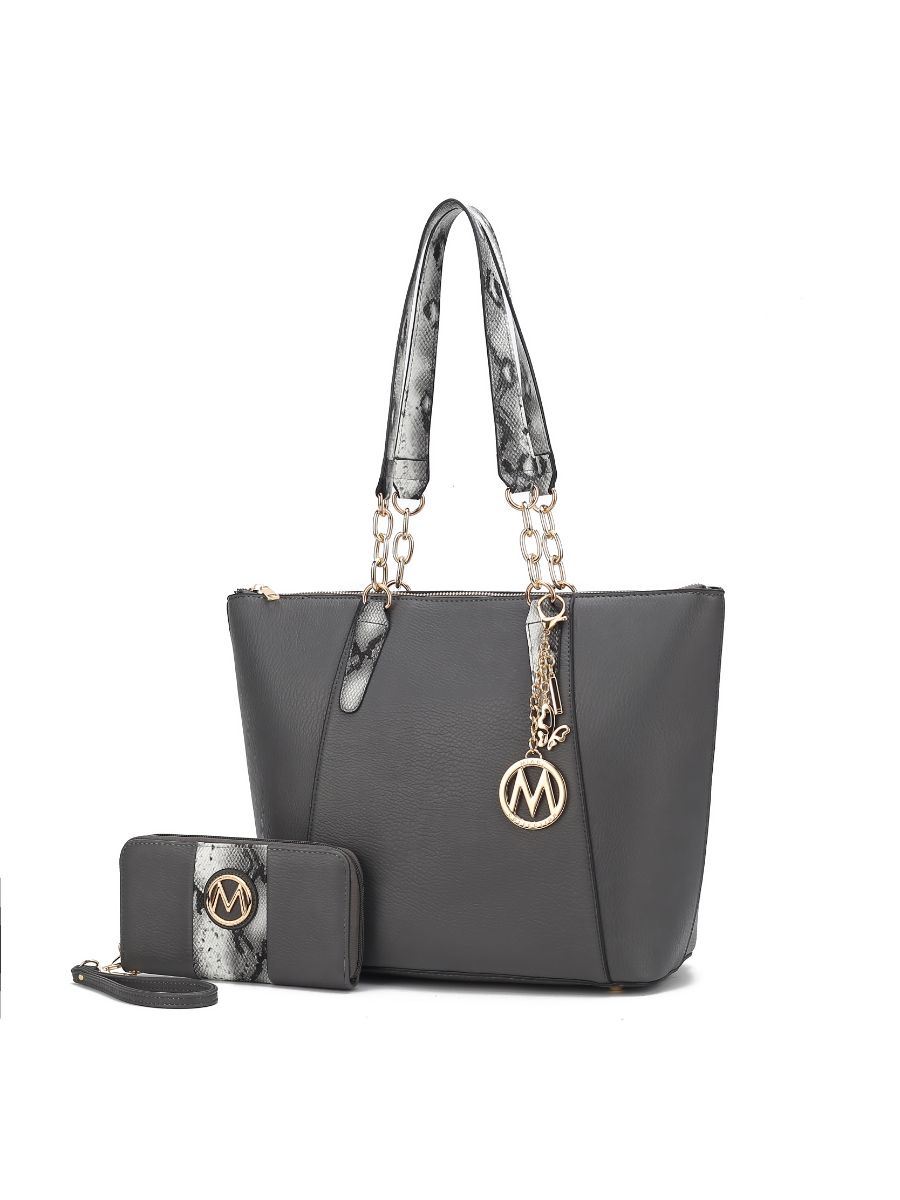 MKF Collection Ximena Vegan Leather Women Tote Bag with matching Wristlet Wallet by Mia k