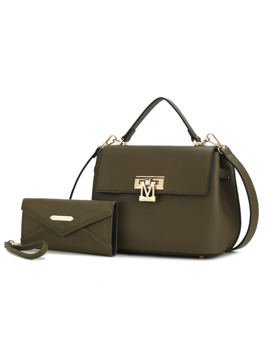 MKF Collection Hadley Vegan Leather Women Satchel Bag with Wristlet Wallet by Mia k