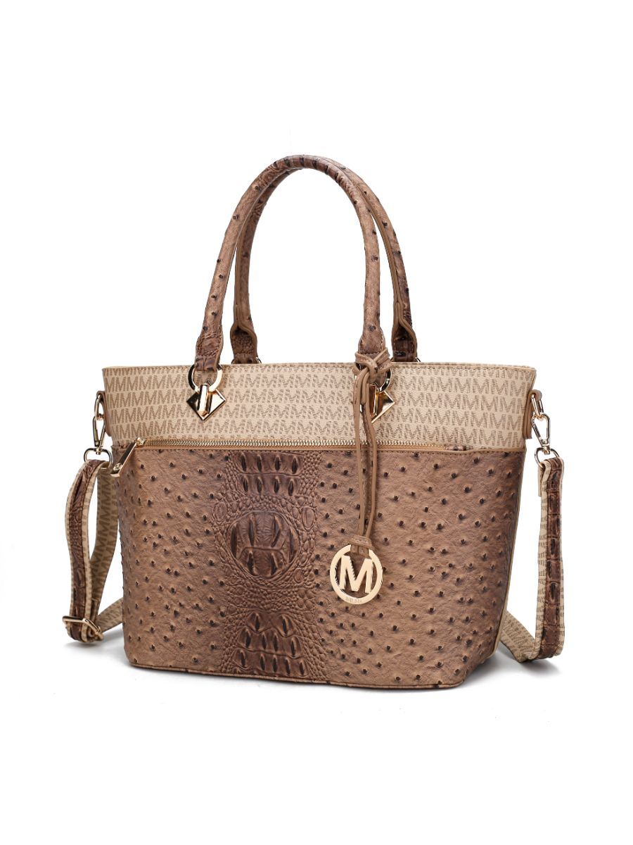 MKF Collection Grace Signature and Croc Embossed Tote Bag by Mia k