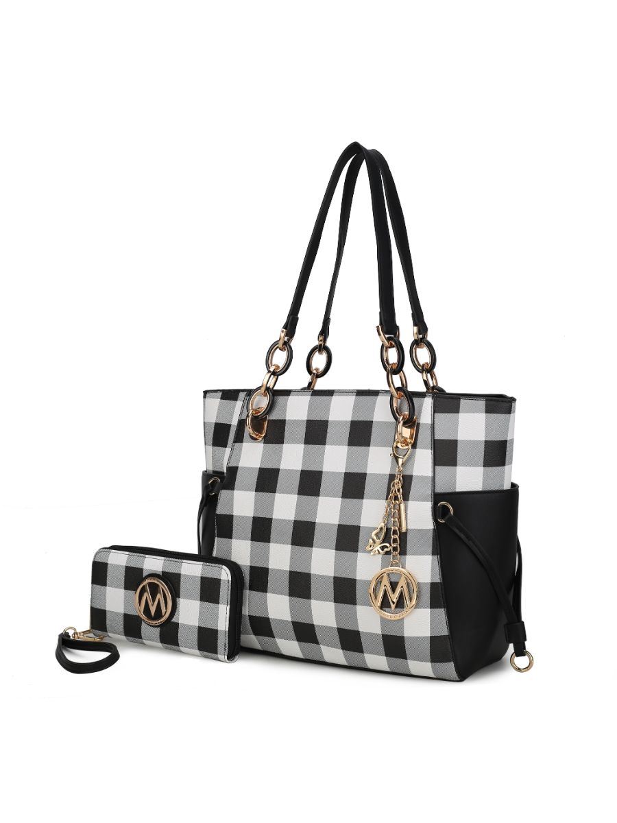 MKF Collection Yale Checkered Tote Bag with Wallet by Mia k