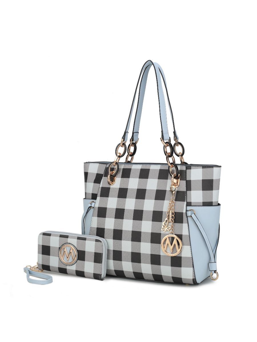 MKF Collection Yale Checkered Tote Bag with Wallet by Mia k