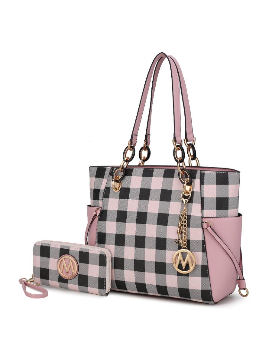 MKF Collection Yale Checkered Tote Bag with Wallet by Mia k